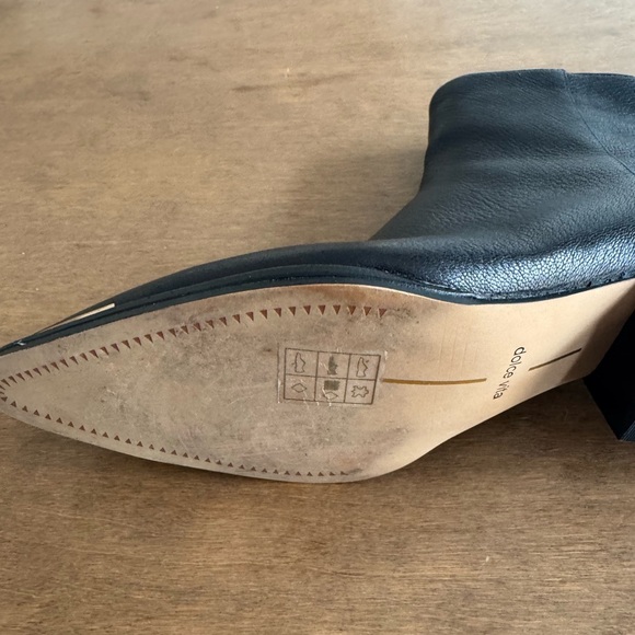 Dolce Vita Black Leather Pointed Toe Heeled Boots with Gold Trim - Picture 9 of 12